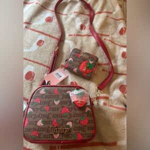 Juicy Couture Strawberry Print Handbag & Wallet Set Y2K NWT